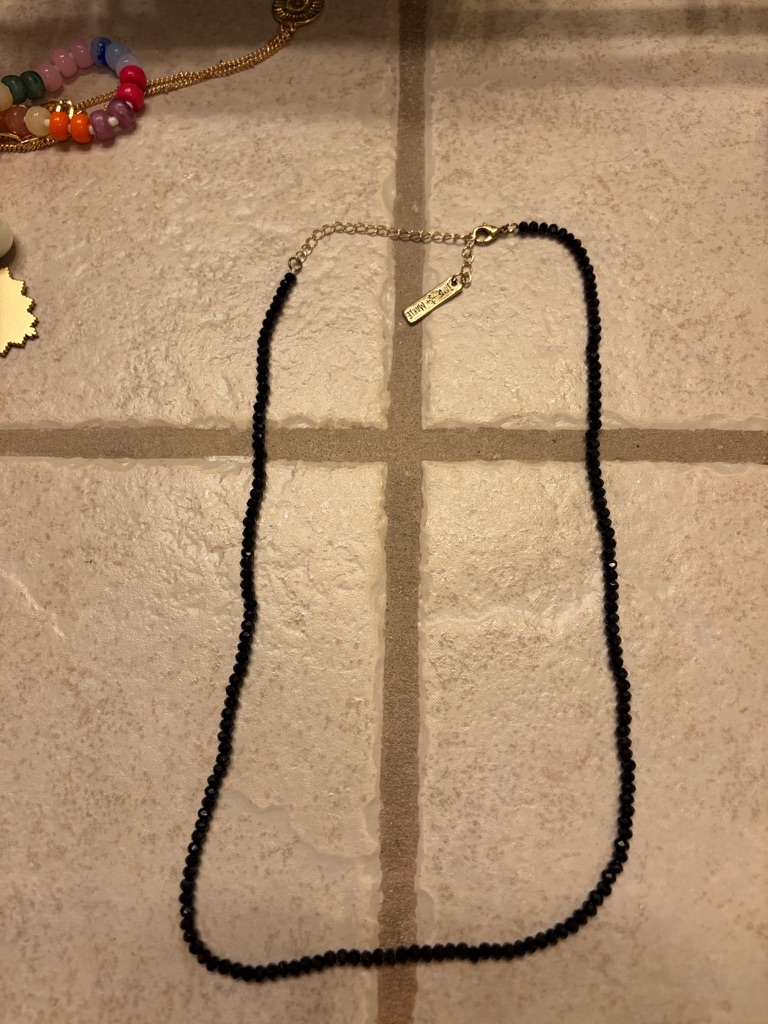 Delicate Black Beaded Necklace - Unbranded